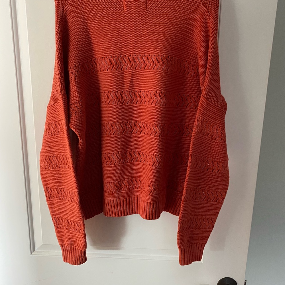 Helly Hansen Coral-Orange Open-Knit Crewneck Sweater - Picture 2 of 4